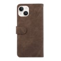 For iPhone 15 Plus ABEEL Color Block Magnetic RFID Leather Phone Case(Brown-Blue)