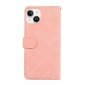 For iPhone 14 ABEEL Color Block Magnetic RFID Leather Phone Case(Pink-Cyan)