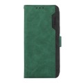 For iPhone 14 ABEEL Color Block Magnetic RFID Leather Phone Case(Green-Black)