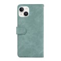 For iPhone 14 ABEEL Color Block Magnetic RFID Leather Phone Case(Cyan-Pink)