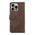 For iPhone 14 Pro Max ABEEL Color Block Magnetic RFID Leather Phone Case(Brown-Blue)
