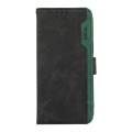 For iPhone 13 Pro Max ABEEL Color Block Magnetic RFID Leather Phone Case(Black-Green)