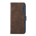 For iPhone 13 Pro Max ABEEL Color Block Magnetic RFID Leather Phone Case(Brown-Blue)