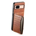 For Google Pixel 8a Crocodile Texture Card Bag Design Full Coverage Phone Case(Brown)