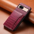 For Google Pixel 8a Crocodile Texture Card Bag Design Full Coverage Phone Case(Red)