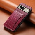 For Google Pixel 8 Crocodile Texture Card Bag Design Full Coverage Phone Case(Red)