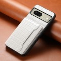 For Google Pixel 8 Crocodile Texture Card Bag Design Full Coverage Phone Case(White)