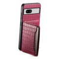 For Google Pixel 7a Crocodile Texture Card Bag Design Full Coverage Phone Case(Red)