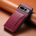 For Google Pixel 7 Pro 5G Crocodile Texture Card Bag Design Full Coverage Phone Case(Red)