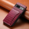 For Google Pixel 7 5G Crocodile Texture Card Bag Design Full Coverage Phone Case(Red)