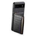 For Google Pixel 6a Crocodile Texture Card Bag Design Full Coverage Phone Case(Black)