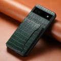 For Google Pixel 6a Crocodile Texture Card Bag Design Full Coverage Phone Case(Green)