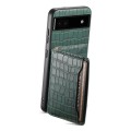 For Google Pixel 6a Crocodile Texture Card Bag Design Full Coverage Phone Case(Green)