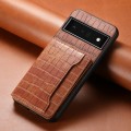 For Google Pixel 6 Pro Crocodile Texture Card Bag Design Full Coverage Phone Case(Brown)