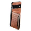 For Google Pixel 6 Pro Crocodile Texture Card Bag Design Full Coverage Phone Case(Brown)