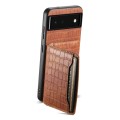 For Google Pixel 6 Crocodile Texture Card Bag Design Full Coverage Phone Case(Brown)