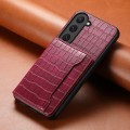 For Samsung Galaxy S23 5G Crocodile Texture Card Bag Design Full Coverage Phone Case(Red)