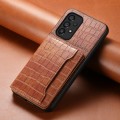 For Samsung Galaxy A53 5G Crocodile Texture Card Bag Design Full Coverage Phone Case(Brown)