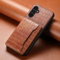 For Samsung Galaxy A13 5G Crocodile Texture Card Bag Design Full Coverage Phone Case(Brown)