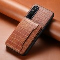 For Sony Xperia 1 V Crocodile Texture Card Bag Design Full Coverage Phone Case(Brown)