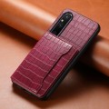 For Sony Xperia 1 V Crocodile Texture Card Bag Design Full Coverage Phone Case(Red)