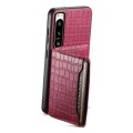 For Sony Xperia 5 IV Crocodile Texture Card Bag Design Full Coverage Phone Case(Red)