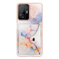 For Xiaomi 11T / 11T Pro Marble Pattern IMD Card Slot Phone Case(Galaxy Marble White)