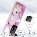 For Xiaomi 11T / 11T Pro Marble Pattern IMD Card Slot Phone Case(Pink Purple Gold)