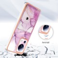 For Xiaomi 13 Lite 5G Marble Pattern IMD Card Slot Phone Case(Pink Purple Gold)