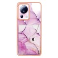 For Xiaomi 13 Lite 5G Marble Pattern IMD Card Slot Phone Case(Pink Purple Gold)