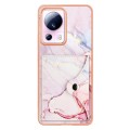 For Xiaomi 13 Lite 5G Marble Pattern IMD Card Slot Phone Case(Rose Gold)