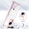 For Xiaomi 13 Lite 5G Marble Pattern IMD Card Slot Phone Case(White Purple)