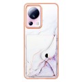 For Xiaomi 13 Lite 5G Marble Pattern IMD Card Slot Phone Case(White Purple)