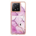 For Xiaomi 13T / 13T Pro Marble Pattern IMD Card Slot Phone Case(Pink Purple Gold)