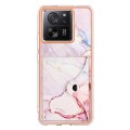 For Xiaomi 13T / 13T Pro Marble Pattern IMD Card Slot Phone Case(Rose Gold)