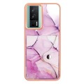 For Xiaomi Poco F5 Pro 5G / Redmi K60 Marble Pattern IMD Card Slot Phone Case(Pink Purple Gold)