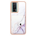 For Xiaomi Poco F5 Pro 5G / Redmi K60 Marble Pattern IMD Card Slot Phone Case(White Purple)