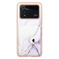For Xiaomi Poco M4 Pro 4G Marble Pattern IMD Card Slot Phone Case(White Purple)
