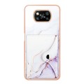 For Xiaomi Poco X3 NFC Marble Pattern IMD Card Slot Phone Case(White Purple)
