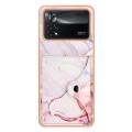 For Xiaomi Poco X4 Pro 5G Marble Pattern IMD Card Slot Phone Case(Rose Gold)