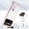 For Xiaomi Poco X4 Pro 5G Marble Pattern IMD Card Slot Phone Case(White Purple)