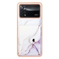For Xiaomi Poco X4 Pro 5G Marble Pattern IMD Card Slot Phone Case(White Purple)