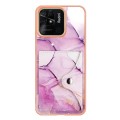 For Xiaomi Redmi 10C Marble Pattern IMD Card Slot Phone Case(Pink Purple Gold)