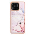 For Xiaomi Redmi 10C Marble Pattern IMD Card Slot Phone Case(Rose Gold)