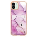 For Xiaomi Redmi A1 Marble Pattern IMD Card Slot Phone Case(Pink Purple Gold)