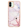 For Xiaomi Redmi A1 Marble Pattern IMD Card Slot Phone Case(Rose Gold)