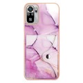 For Xiaomi Redmi Note 10s Marble Pattern IMD Card Slot Phone Case(Pink Purple Gold)
