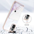 For Xiaomi Redmi Note 10s Marble Pattern IMD Card Slot Phone Case(White Purple)