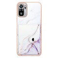 For Xiaomi Redmi Note 10s Marble Pattern IMD Card Slot Phone Case(White Purple)