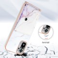 For Xiaomi Redmi Note 10 4G Marble Pattern IMD Card Slot Phone Case(White Purple)